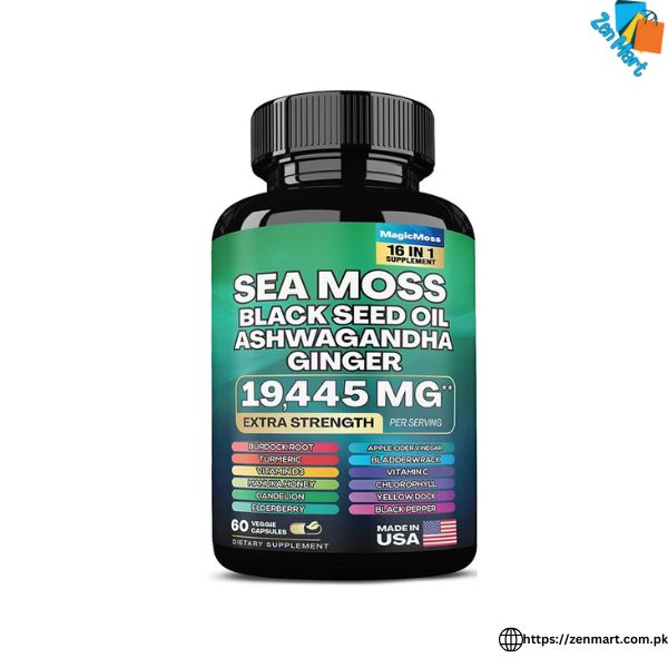 16 in 1 Supplement Sea Moss Black Seed Oil Ashwagandha Ginger Capsules