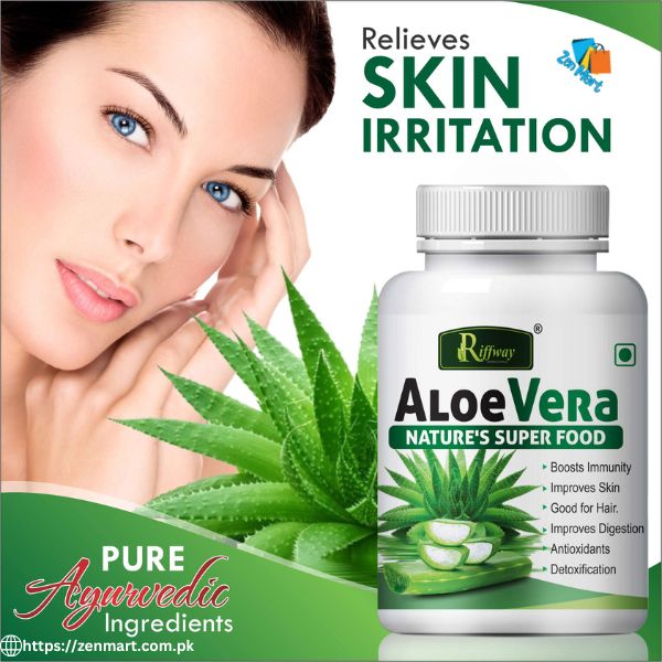 Riffway Aloe Vera Relieves Skin Irritation Capsules