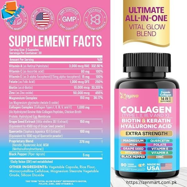 Zoyava Collagen Biotin & Keratin Capsules Price
